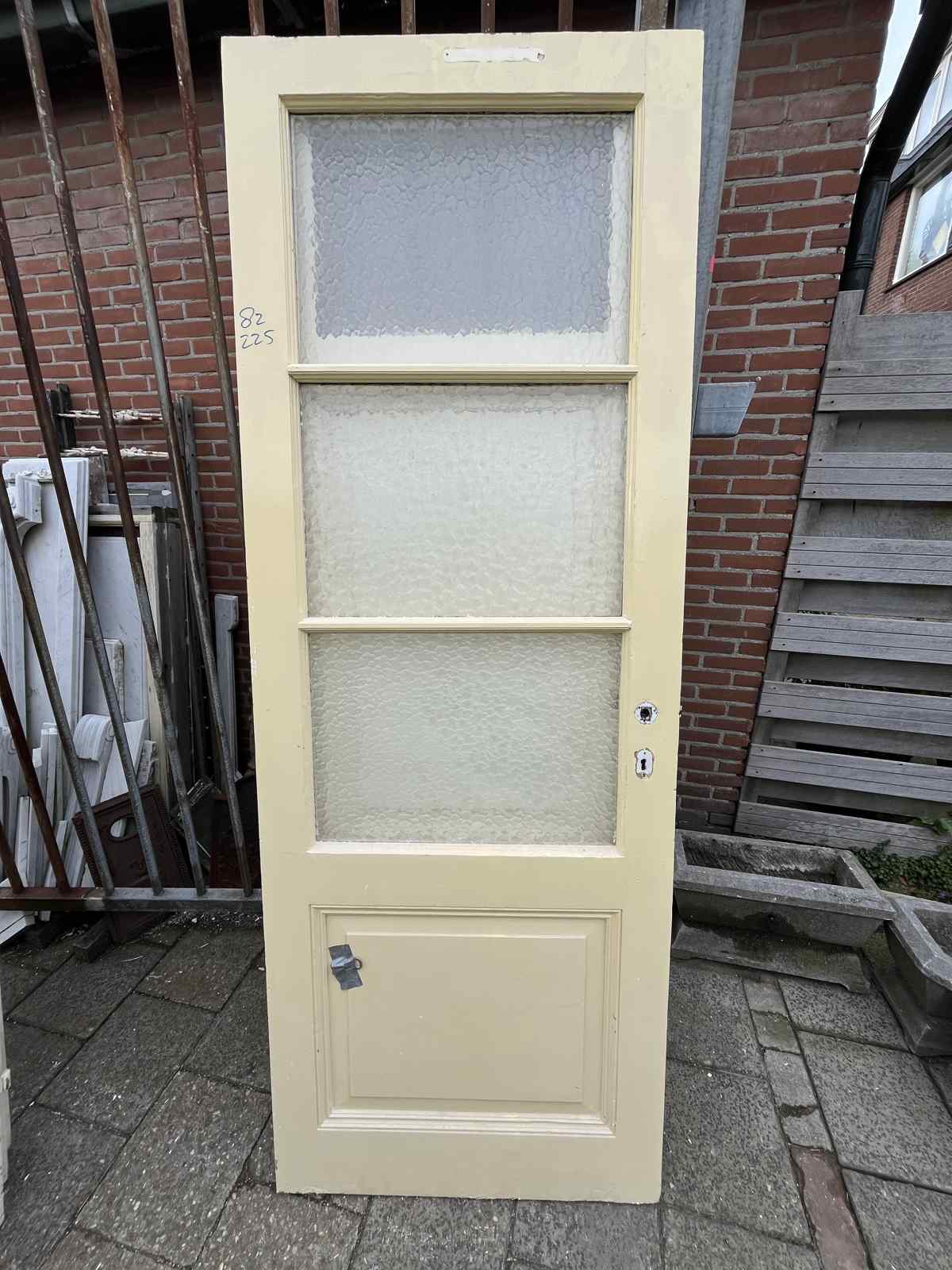 Antieke paneeldeur met glas - 82cm x 225cm