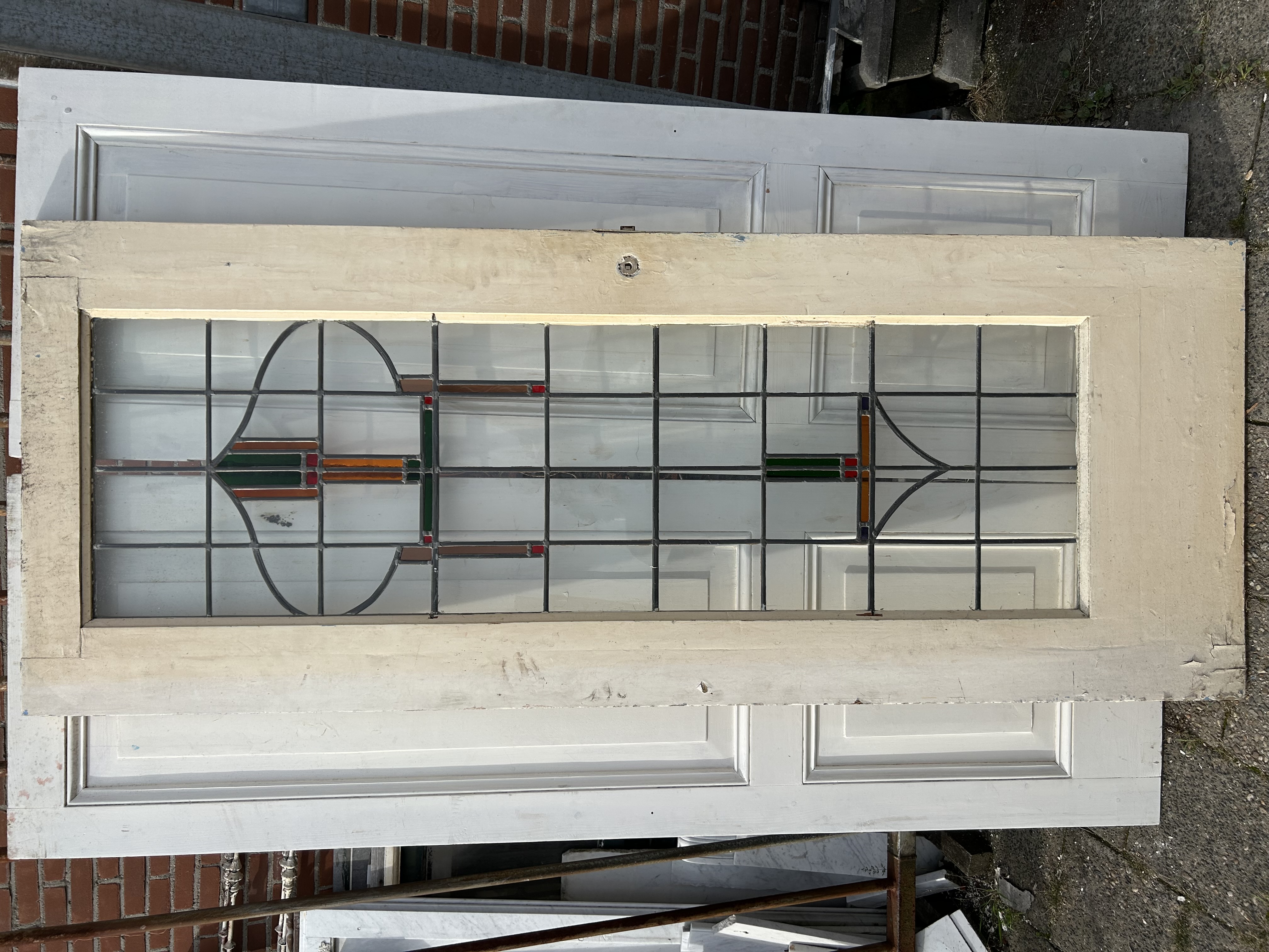 Glas in lood deur — Antieke deur met glas in lood. De deur is 82 cm breed en 210 cm hoog.