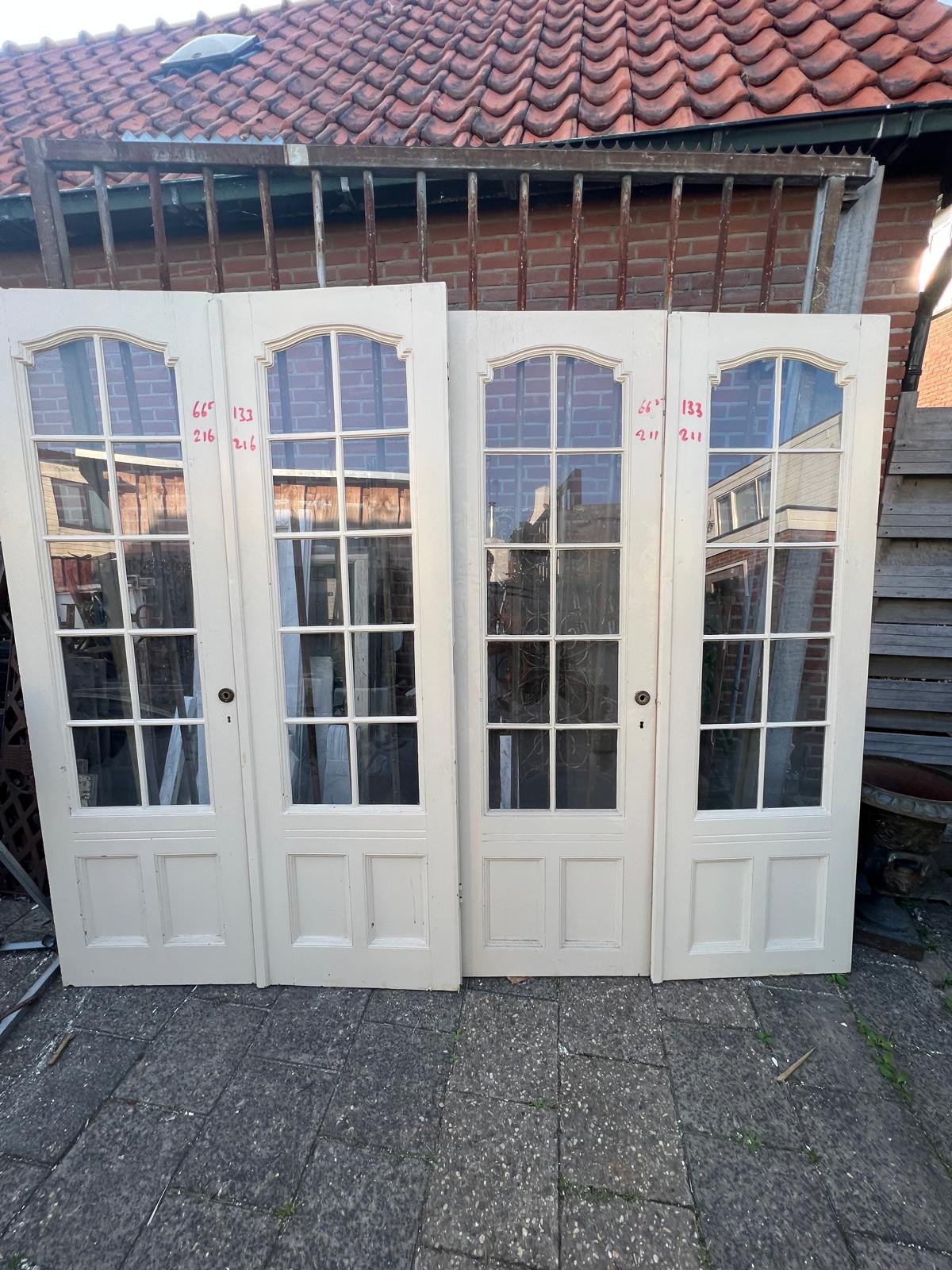 2 x set glasdeuren — Antieke glasdeuren - 66.5 cm x 216 cm. Prijs per set!